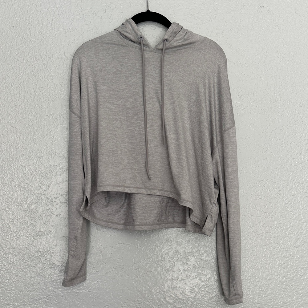 Athleta Light Gray Cropped Hoodie